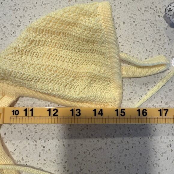 Yellow Crochet Knit Halter Maxi Dress Swim Cutout Open Back, Boho Beachwear, S/M - Picture 9 of 9